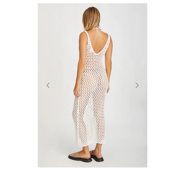 Zulu & Zephyr Dresses Zulu Zephyr White Cotton Crochet Knit Dress